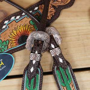 Ensemble de harnais et de collier de poitrail en cuir de haute qualité_ Couture en cuir brut Équipement d'équitation Accessoires - Product Image 4