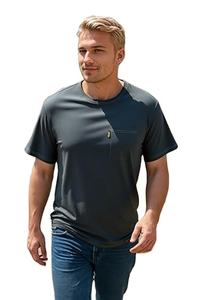 T-shirts pour hommes, coupe classique, manches courtes, poche, coton léger, coupe décontractée, col rond - Product Image 2