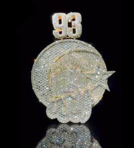 Colgante 3D con número de ALLAH de Plata de Ley 925 auténtica, versión más pequeña personalizada, chapado en oro de dos tonos, corte de moissanita, versión más pequeña - Product Image 5