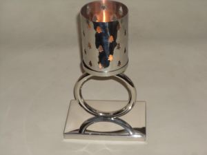 Portavelas Votivo de Cristal con Acabado en Níquel y Diseño Personalizado, Portavelas Votivo de Cristal y Metal para Velas de Té, Superventas - Product Image 2