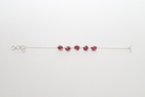 Pulsera de Plata de Ley 925 con Engaste de Púas, Diseño de Cadena de Salto, Cierre de Palanca, Piedra de Rubí Natural en Forma Irregular - Product Image 3