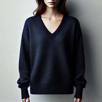 Pulls pour femmes automne-hiver, mode, manches longues, chauds, décontractés, col en V, 100% coton, respirants, anti-rides, logo sur le devant