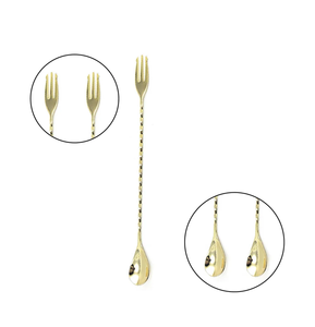 Cuillère à Cocktail de Bar en laiton avec vaisselle en or en relief ensembles d'outils de cuisine en gros cuillère de Bar en laiton - Product Image 4