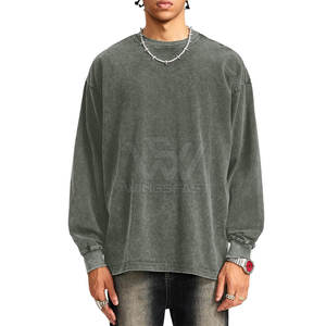 เสื้อสเวตเตอร์สำหรับผู้ชายเสื้อแห้งเร็วระบายอากาศได้ดีเสื้อสเวตเชิ้ตซักแบบกรดแขนยาว - Product Image 2