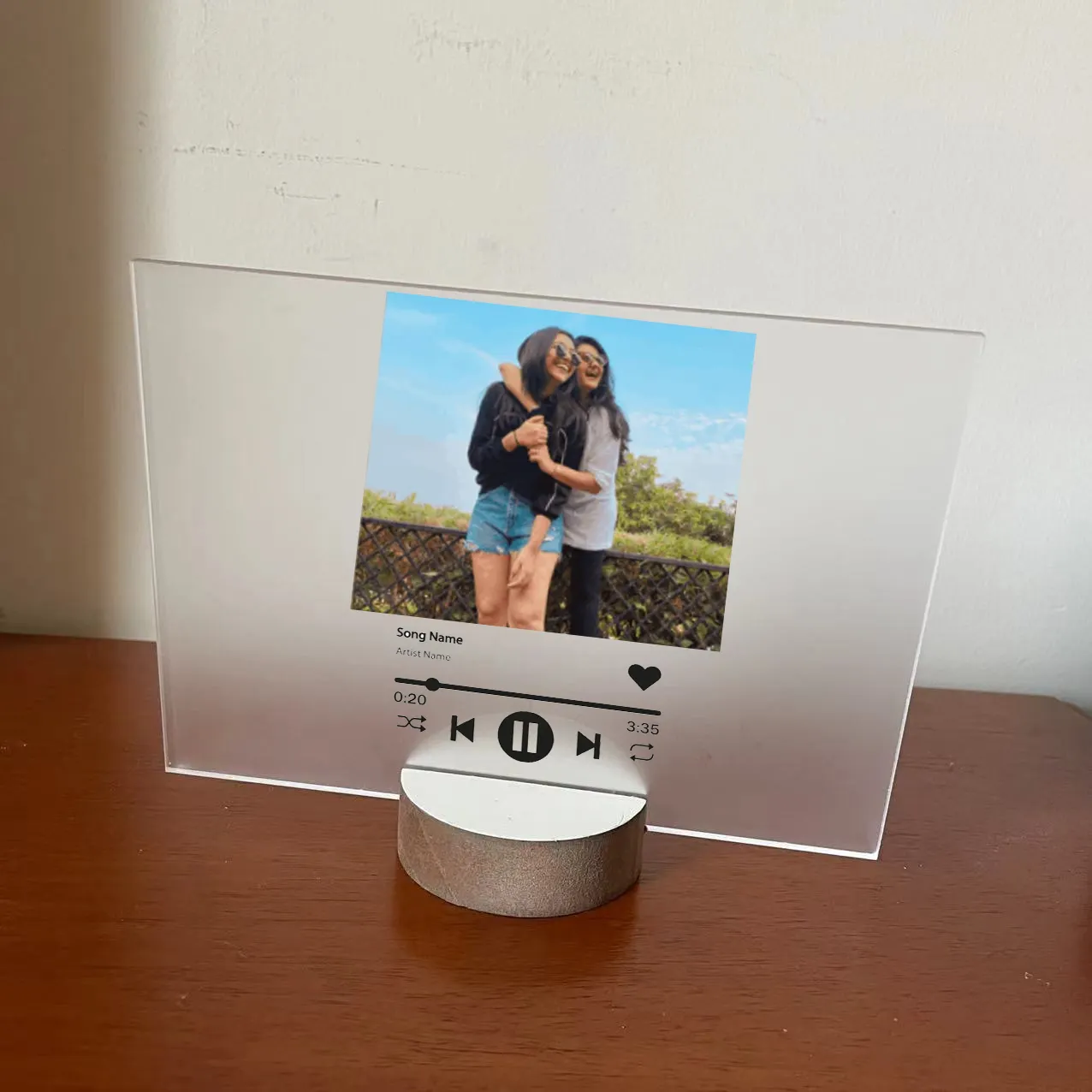 Estasub álbum personalizado de acrílico, placa de fotos com suporte de madeira