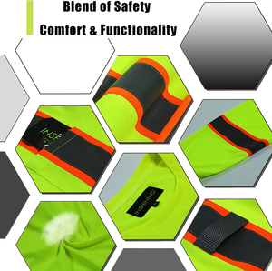 Factory High Visibility Long Sleeve Safety Yellow Orange TShirt with Pocket Reflective Work Shirt Custom Logo for Men Women - Product Image 5