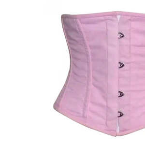 COSH CORSET Underbust Steelboned Curvy Waist Training Pink Cotton Corset High Performance Breathable Plus Size Shaper - Product Image 4