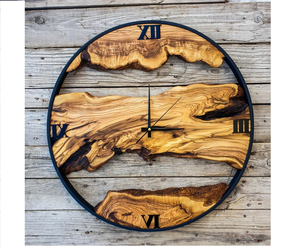 Horloge murale en résine transparente bleue Décoration intérieure de qualité supérieure Horloge murale en résine époxy et bois faite à la main - Product Image 6