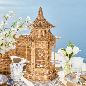 Único estilo de pagoda de ratán natural respetuoso con el medio ambiente organizador hecho a mano acento de pabellón de inspiración asiática para almacenamiento y decoración - Product Image 2