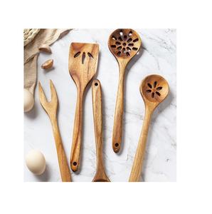 Ustensiles de cuisine de haute qualité avec logo personnalisé Ensemble de cuillères en bois d'acacia et de teck naturel Ensemble d'ustensiles de cuisine en bois spatule - Product Image 5