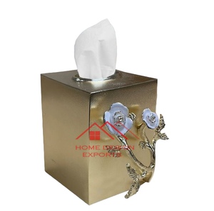 Boîte à mouchoirs en métal de luxe avec motif floral, prix de gros, décoration de table, boîte à serviettes en métal pour la maison, l'hôtel, utilisation - Product Image 1