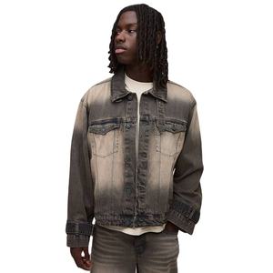 แจ็คเก็ตยีนส์สีดำฟอกทรงหลวมสไตล์ลำลองสำหรับผู้ชาย ผลิตตามแบบ OEM ODM ผ้ารีไซเคิล คุณภาพรับรองมาตรฐาน เสื้อผ้าชั้นนอก - Product Image 1