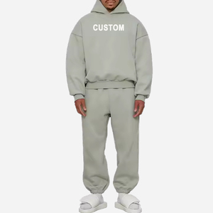 Sweat à capuche vierge épais et lourd en coton à épaules tombantes en éponge française, sweats à capuche surdimensionnés avec logo personnalisé pour hommes, 500gsm - Product Image 4