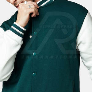 เสื้อแจ็กเก็ตเลตเตอร์แมนสำหรับผู้ชาย, เสื้อผ้าแนวสตรีทอบอุ่นใหม่ปกตั้ง100% ผ้าฝ้ายสีทึบปรับแต่งบริการ - Product Image 5