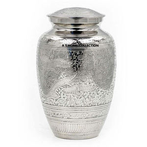 Urnes de crémation pour adultes en métal, fleur en laiton, design élégant décoratif poli brillant de luxe - Product Image 3