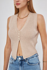 Comfortable Stylish <b>Women's</b> <b>Knitted</b> Blouse <b>Vest</b> Fashionable Casual Fabric for Office and Daily Use - Product Image 3