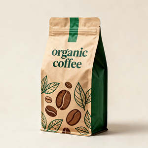 Bolsas Ecológicas de Fondo Plano con Cierre Metálico, Embalaje Personalizado de Papel Kraft Compostable y Biodegradable para Café en Grano con Válvula - Product Image 3