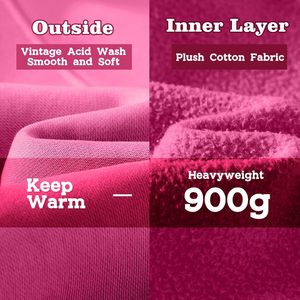OEM Streetwear Heavy Washed Hoodie Vintage Mujeres Oversized Pullover con ácido de lavado de impresión de peso pesado personalizado French Terry Hoodie - Product Image 5