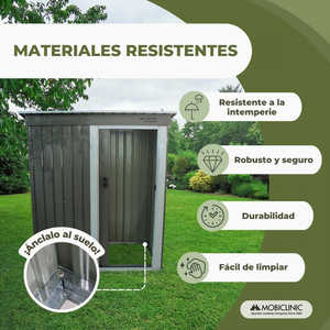 โรงเก็บของในสวน Nomi Mobiclinic รุ่น Heavy Duty สำหรับลานบ้าน หลังคาเอชดีพีอีแบบลาดเอียง ประตูบานเลื่อน ทนทานต่อการผุพัง ประกอบง่าย เหมาะสำหรับใช้ในสวนหลังบ้าน - Product Image 3