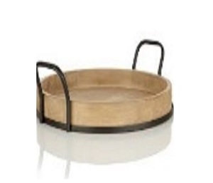 Mejor calidad superior Recién llegado Mango Bandeja de madera para servir Plato Forma ovalada Mango de metal pulido natural para aperitivos de té - Product Image 6