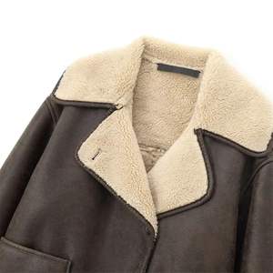 Chaqueta de Otoño/Invierno de manga larga con un solo pecho para mujer, abrigo, decoración de bolsillo con cuello polar, cálido y transpirable - Product Image 6