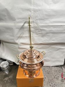 Plats chauffants en cuivre avec couvercle suspendu Buffet de restauration de mariage Réchauffeur d'aliments usagés Vaisselle de fête Équipement de réchauffement et de maintien - Product Image 3