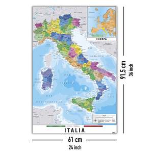 แผนที่อิตาลีแบบมินิมอล แผนที่ทางกายภาพและทางการเมือง Karte Von Italien - Product Image 4