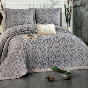 Juego de Cubrecamas Guzide ELIZ Moderno de 4 Piezas, Gris, 100% Chenilla, Tejido a Rayas, Resistente a los Ácaros del Polvo, Tamaño King, para Uso Doméstico - Product Image 1