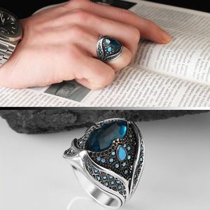 Wholesale Azuris 925 Sterling Silver Men's <b>Ring</b> with Natural Stone Agate Handmade in <b>Turkey</b> VALKH1177 - Product Image 3