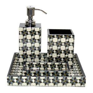 Accesorios de baño de arte duradero con diseño de pegatinas, soporte para cepillo de dientes hecho a mano, jabonera y bandeja, juegos de baño, superventas - Product Image 4