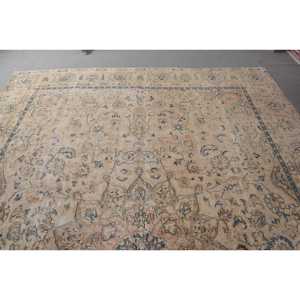 Vintage Runner Rug 0.8x12.5 ft (23x380 cm), Turkish <b>Brown</b> Plants & trees <b>Wool</b> Rug - Product Image 4