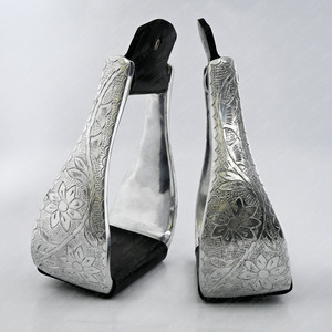 Meilleure vente Western Aluminium Roper Étriers Angle large pied lit Étriers équestres couture le long aidant à réduire la tension - Product Image 4