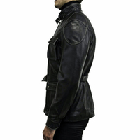 Veste bomber en peau de mouton pour homme, fine, véritable, écologique, respirante, pour l'aventure, le safari, 4 poches, ceinture, décontractée, pour le camping