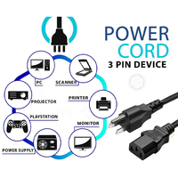 Nema 5-15p Plug C13 Cordon d'alimentation 3G18AWG 10A 125V Longueur du câble d'alimentation 0.5M 1M Convient pour les États-Unis Canada Mexique Japon