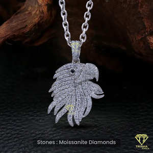 Hiphop <b>Style</b> Hip Hop pendant Animal Bird Pendant Necklace Moissanite Diamond Jewelry with Eagle Charm Eagle <b>Head</b> Design - Product Image 2