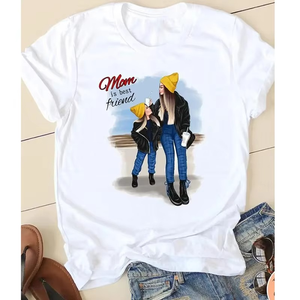 Dulce amor madre Mamá ropa de calle moda niñas camisetas ropa de manga corta verano Casual mujer cuello redondo Tops - Product Image 6