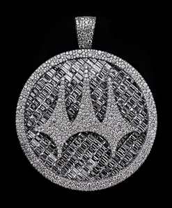 Pendentif rond en argent massif 925 de 2,5 pouces, ange personnalisé en moissanite avec sac à argent, chaîne hip-hop glacée - Product Image 1