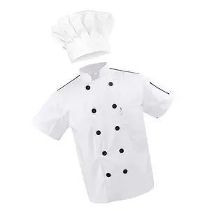 100% 코튼 요리사 재킷/코트 포켓 프리미엄 품질의 주방 요리사 코트 2024