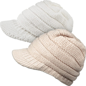 Bonnet d'hiver en tricot côtelé acrylique unisexe avec visière Dot Bows Camouflage Character Patterns pour la plage - Product Image 6