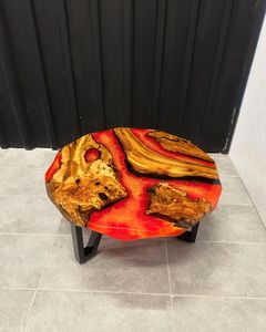 Mesa de Comedor/Café de Resina y Madera de Acacia Hecha a Mano, Moderna y de Lujo, Impermeable, para Sala de Estar, Jubilación, Aniversario de Bodas, Diwali - Product Image 1