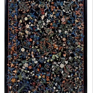 Mesa de comedor artesanal con incrustaciones de mármol negro elegante y duradero para patio, casa de campo, apartamento, Hotel, escuela, Villa, calidad - Product Image 1