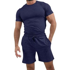 Conjunto de camiseta y pantalones cortos de verano de algodón Conjunto de camiseta y pantalones cortos de dos piezas unisex para hombre Conjunto de pantalones cortos de hombre con logotipo personalizado - Product Image 2