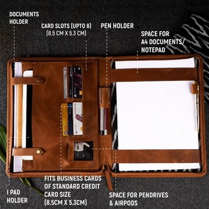 กระเป๋าเอกสารหนังแท้สำหรับผู้หญิงมีซิปพับได้หรูหราขนาด A4 LPF-0327 - Product Image 3