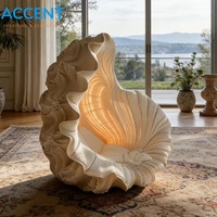 Fauteuil de loisirs géant en fibre de verre en forme de coquillage, mobilier artistique personnalisé, fauteuil sculptural de luxe pour intérieur, station balnéaire, aquarium
