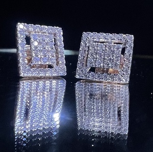 Luxurious 14k Solid Gold <b>Diamond</b> Stud <b>Earrings</b> Certified Trendy Natural <b>Diamond</b> Cluster for Elegant Wedding Party or Gift - Product Image 1