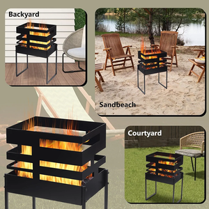 Elegant Design Outdoor Garden Metal <b>Fire</b> <b>Pit</b> for BBQ High Quality Elegant Design Black Coated <b>Fire</b> <b>Pit</b> with Stand Farmhouse Use - Product Image 4