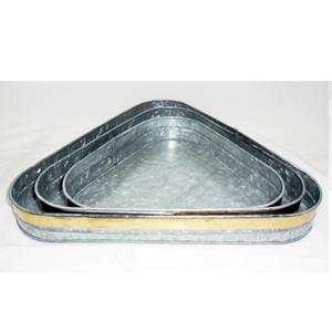 Plateau de service de fête rond en métal galvanisé avec garniture en fer personnaliser ensemble de 3 pour la vente de maisons modernes par les exportateurs indiens - Product Image 4