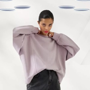 Sudadera de calidad superior para mujer Hush Womens Seam Detail Sudadera relajada en lila Sudadera Algodón Coreano - Product Image 3