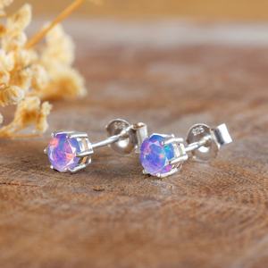 Lavender Fire Ethiopian <b>Opal</b> Stud <b>Earrings</b> For Women AAA Natural <b>Opal</b> Minimalist 925 Sterling Silver Jewelry - Product Image 1