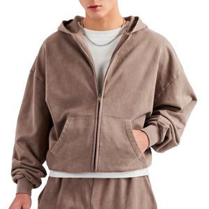 Sudaderas con Capucha Personalizadas para Hombre, de Alta Calidad, con Cierre, Estilo Holgado, Lavado Ácido, 100% Algodón, Diseño de Doble Bolsillo - Product Image 5